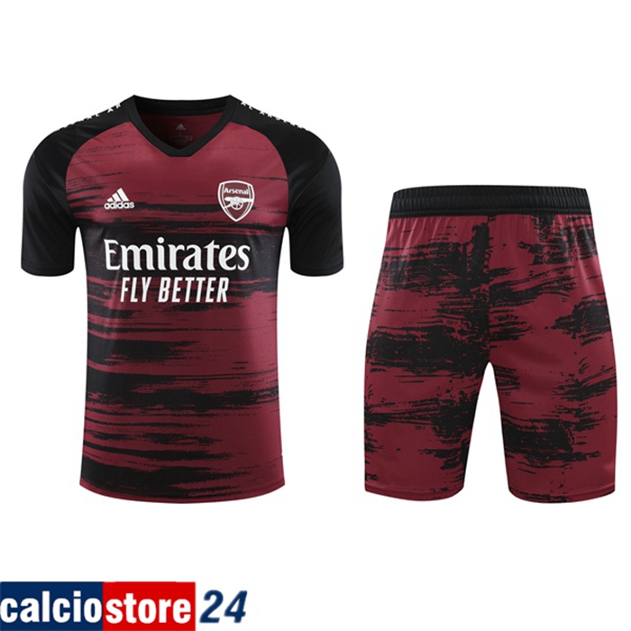 Nuova Kit Maglia Allenamento Arsenal + Pantaloni Rosso/Nero 2020/2021