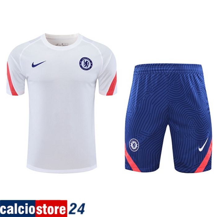 Nuove Kit Maglia Allenamento FC Chelsea + Pantaloni Bianca 2020/2021