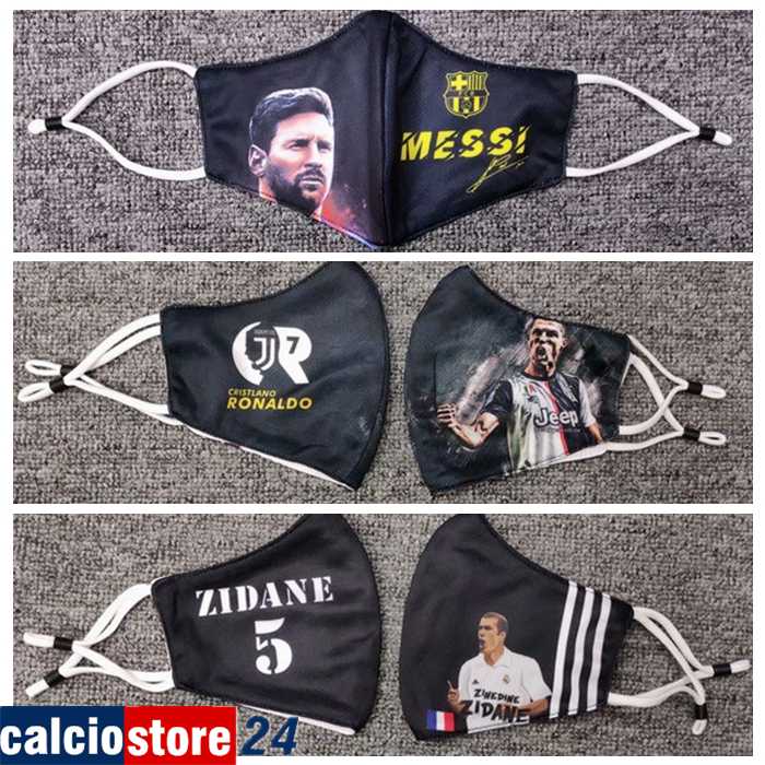 3 Pezzi Messi/Ronaldo/Zidane Mascherine Antipolvere