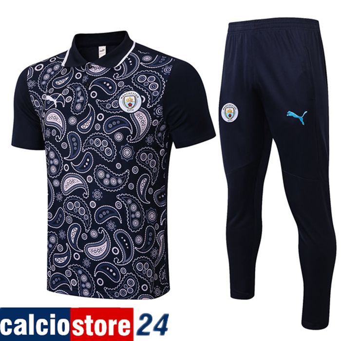 Nuova Kit Maglia Polo Manchester City + Pantaloni Nero 2020/2021