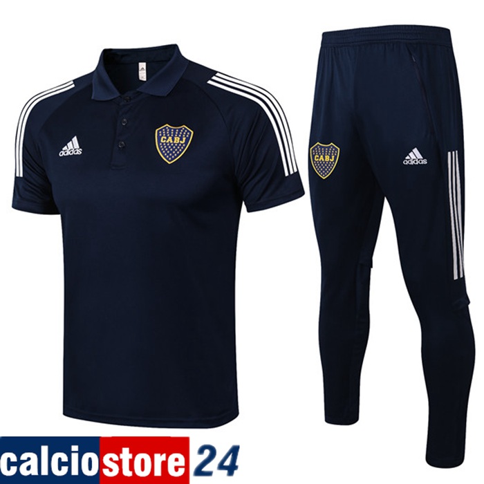 Nuova Kit Maglia Polo Boca Juniors + Pantaloni Blu Navy 2020/2021
