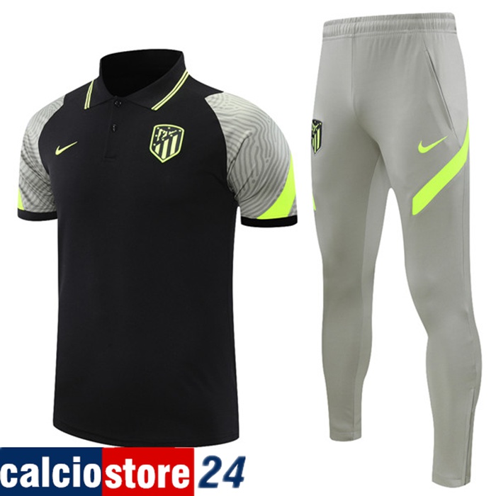 Kit Maglia Polo Atletico Madrid + Pantaloni Nero 2021/2022