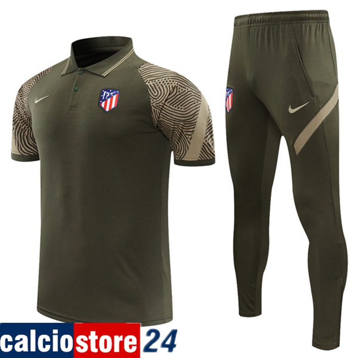 Kit Maglia Polo Atletico Madrid + Pantaloni Verde Scuro 2021/2022