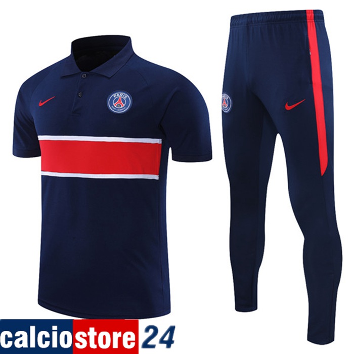 Kit Maglia Polo PSG + Pantaloni Blu/Rosso 2021/2022