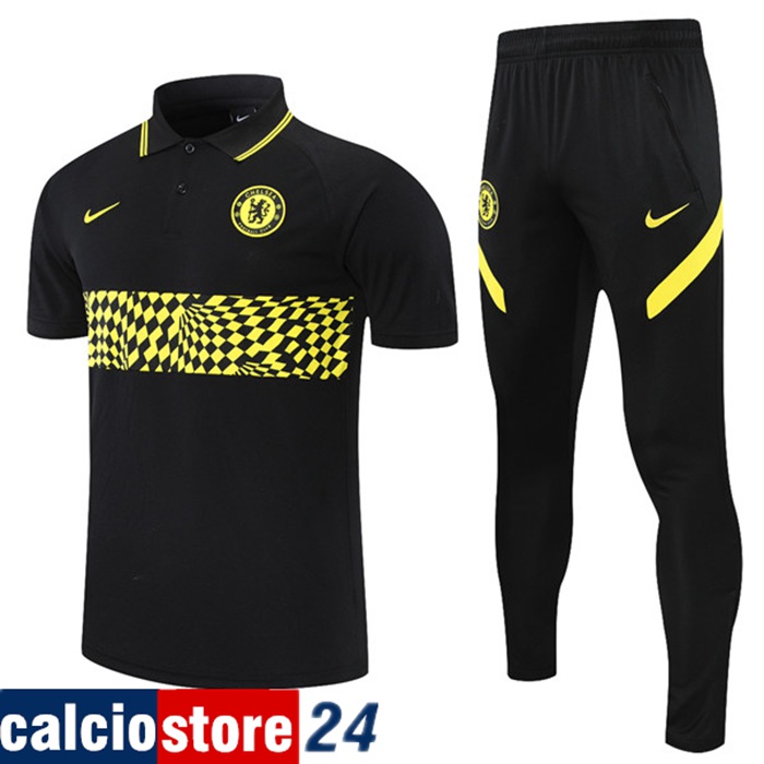 Kit Maglia Polo FC Chelsea + Pantaloni Nero/Giallo 2021/2022