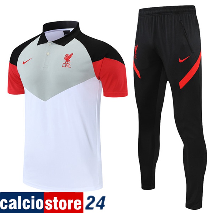 Kit Maglia Polo FC Liverpool + Pantaloni Bianca/Grigio 2021/2022
