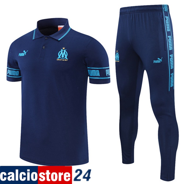 Kit Maglia Polo Marsiglia OM + Pantaloni Blu Navy 2021/2022