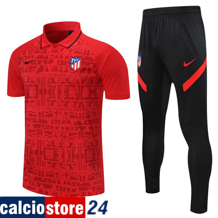 Kit Maglia Polo Atletico Madrid + Pantaloni Rosso 2021/2022
