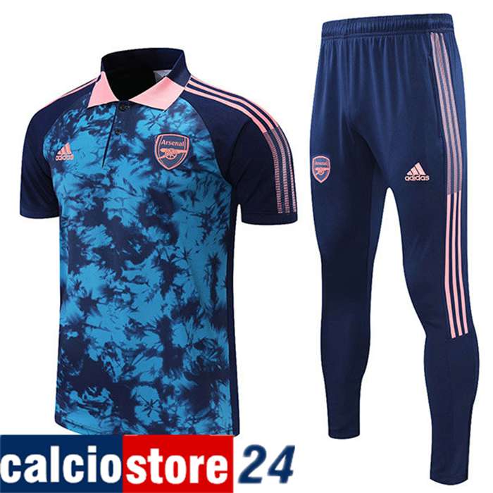 Nuova Kit Maglia Polo Arsenal + Pantaloni Blu/Nero 2021/2022