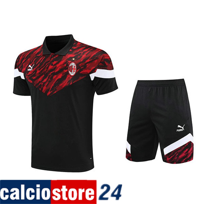 Nuove Kit Maglia Polo AC Milan + Pantaloncini Rosso/Nero 2021/2022