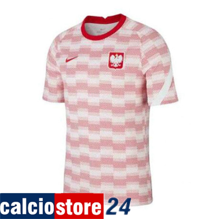 Nuova T Shirt Allenamento Polonia Rosso/Bianca 2021/2022
