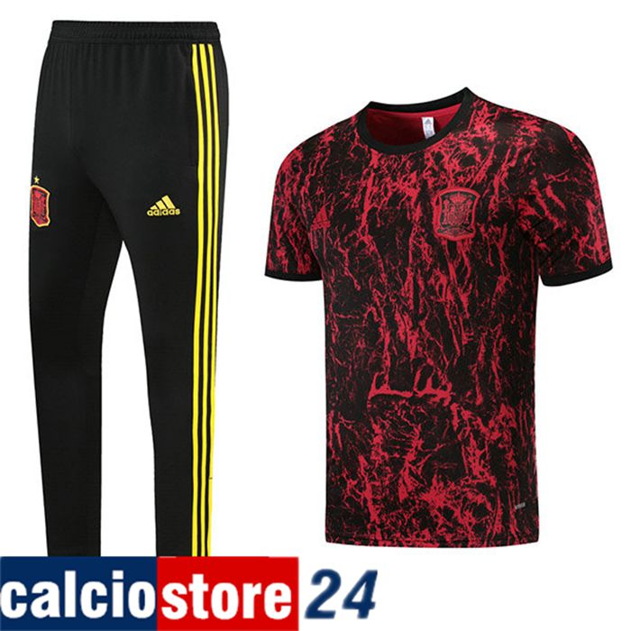 Nuova Kit Maglia Allenamento Spagna + Pantaloni Rosso/Nero/Giallo 2021/2022