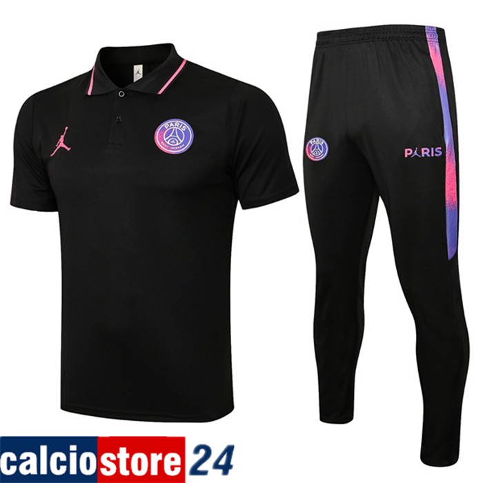 Kit Maglia Polo Jordan PSG + Pantaloni Nero 2021/2022