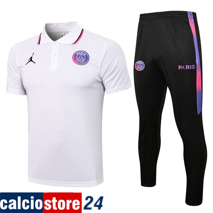 Kit Maglia Polo Jordan PSG + Pantaloni Bianca 2021/2022