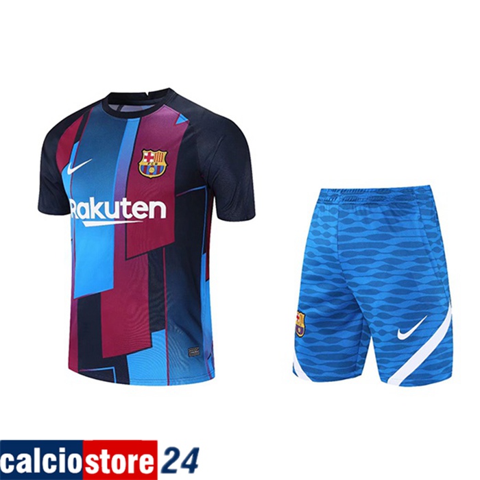 Kit Maglia Allenamento FC Barcellona + Pantaloncini Rosso/Blu 2021/2022