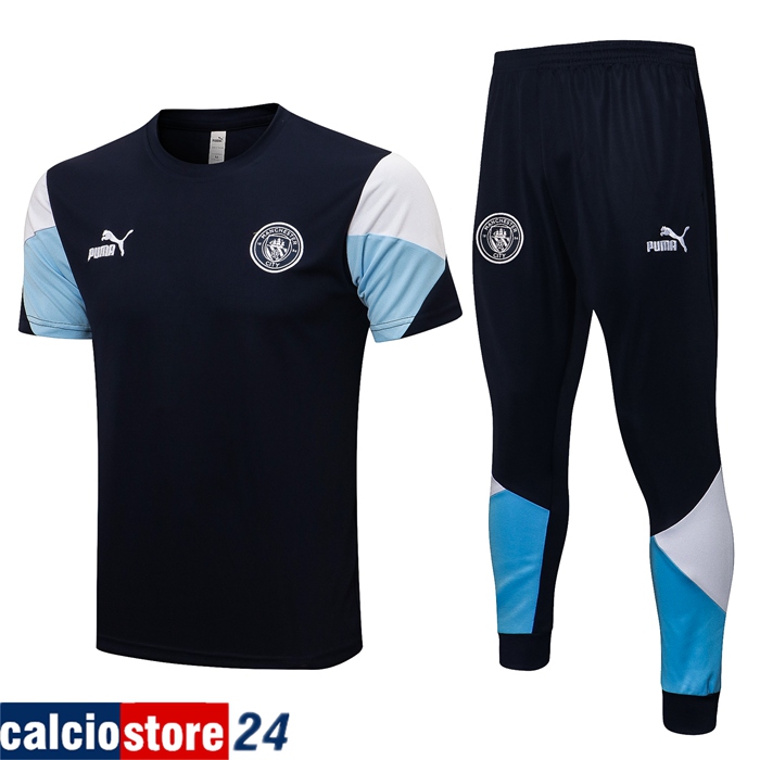 Kit Maglia Allenamento Manchester City + Pantaloni Nero/Blu/Bianca 2021/2022