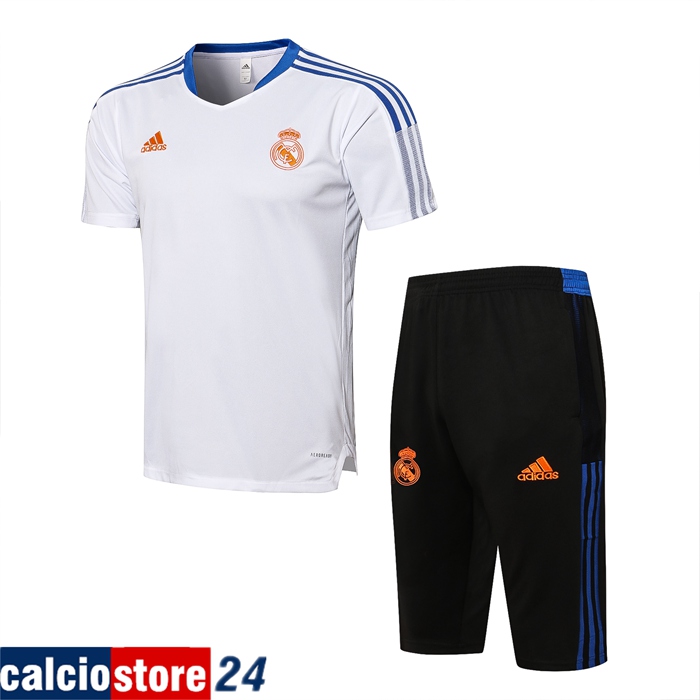 Kit Maglia Allenamento Real Madrid + Pantaloncini Bianca/Blu 2021/2022