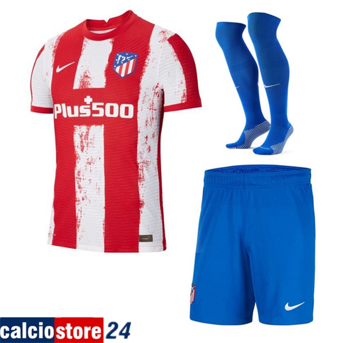 Kit Maglie Calcio Atletico Madrid Prima (Pantaloncini + Calzettoni) 2021/2022
