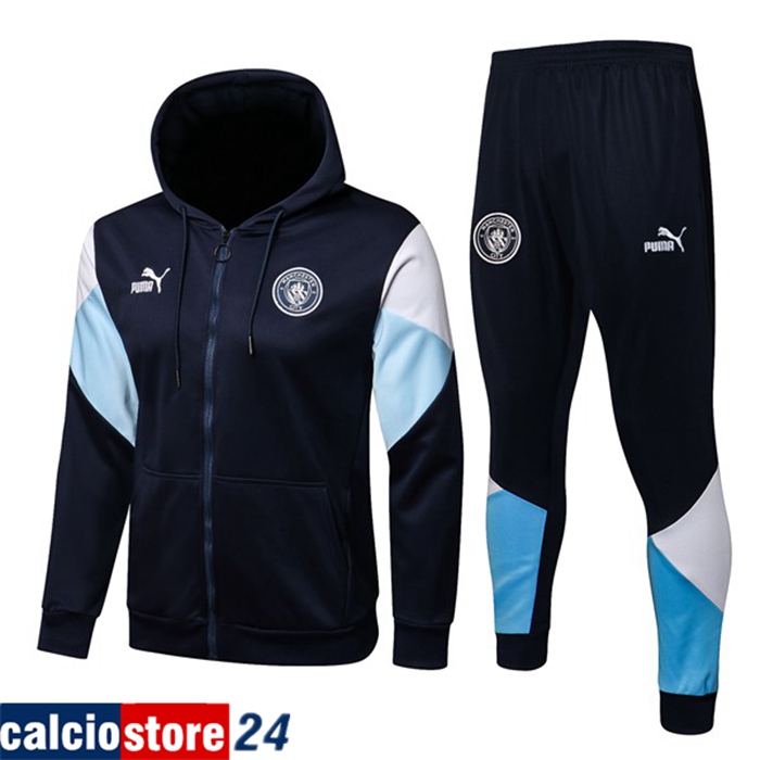 Giacca Con Cappuccio Tuta Manchester City Blu Navy/Blu/Bianca 2021/2022
