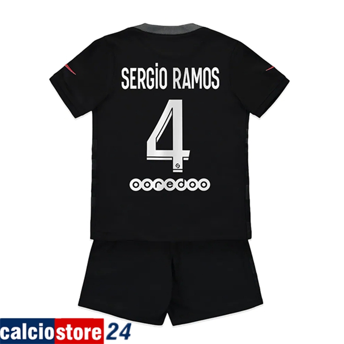 Maglie Calcio Jordan PSG (Sergio Ramos 4) Bambino Terza 2021/2022