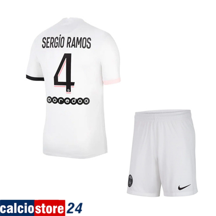 Maglie Calcio Jordan PSG (Sergio Ramos 4) Bambino Seconda 2021/2022