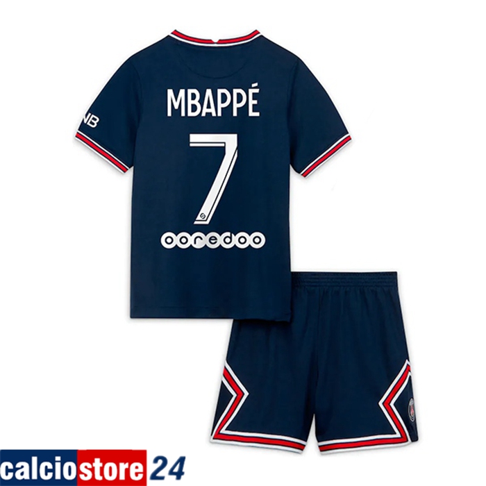 Maglie Calcio Jordan PSG (Mbappe 7) Bambino Prima 2021/2022