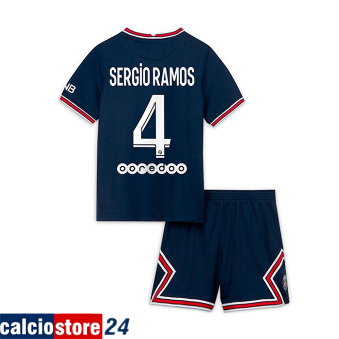 Maglie Calcio Jordan PSG (Sergio Ramos 4) Bambino Prima 2021/2022