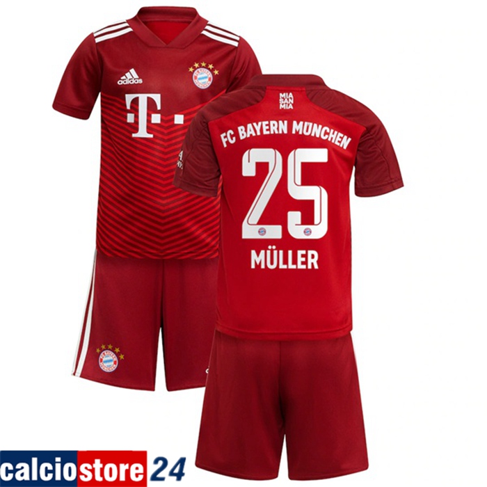 Maglie Calcio Bayern Monaco (Muller 25) Bambino Prima 2021/2022
