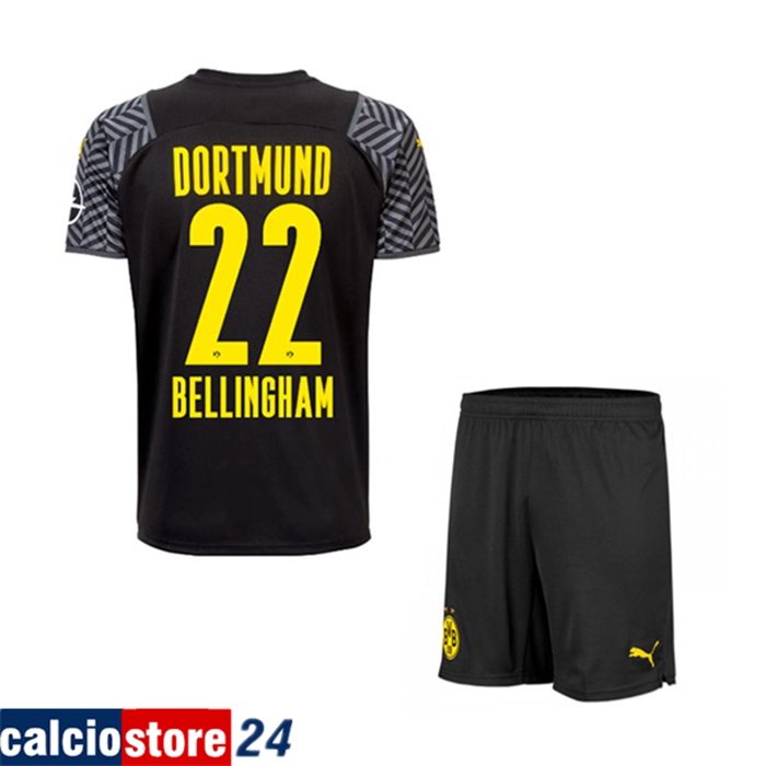 Maglie Calcio Dortmund BVB (Bellingham 22) Bambino Seconda 2021/2022