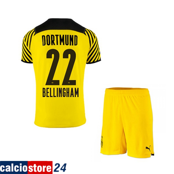 Maglie Calcio Dortmund BVB (Bellingham 22) Bambino Prima 2021/2022