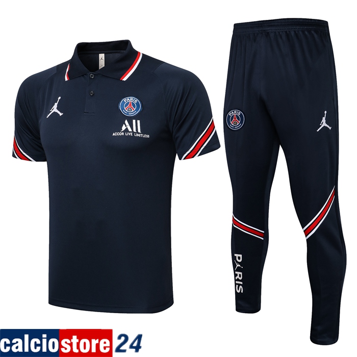 Nuova Kit Maglia Polo Jordan PSG + Pantalon Blu Navy 2021/2022