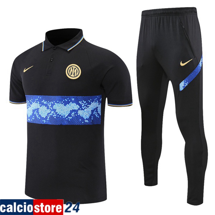 Kit Maglia Polo Inter Milan + Pantaloni Nero/Blu 2021/2022