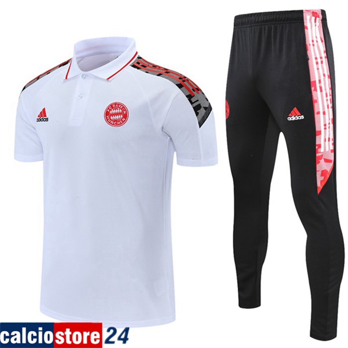 Kit Maglia Polo Bayern Monaco + Pantaloni Bianca/Rosso 2021/2022
