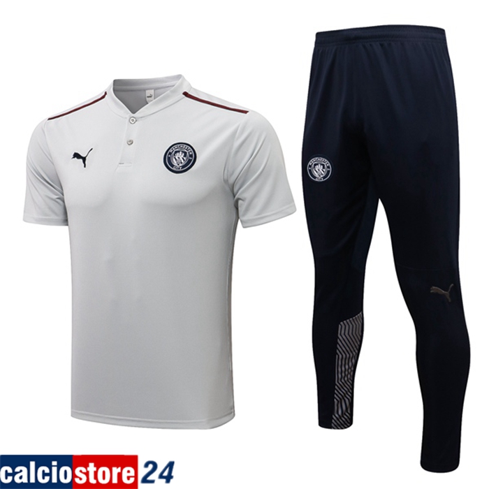 La Nuova Kit Maglia Polo Manchester City + Pantaloni Grigio/Nero 2021/2022