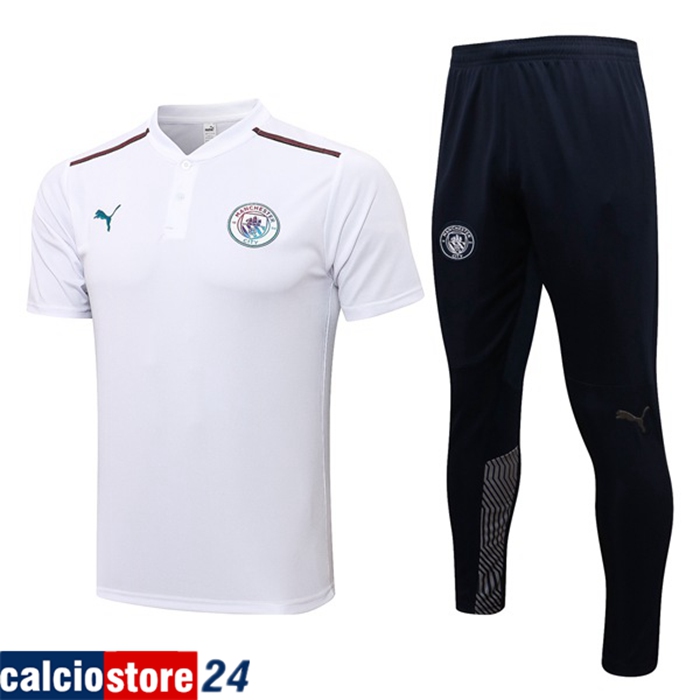 La Nuova Kit Maglia Polo Manchester City + Pantaloni Bianca 2021/2022