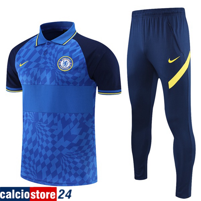 La Nuova Kit Maglia Polo FC Chelsea + Pantaloni Blu/Nero 2021/2022