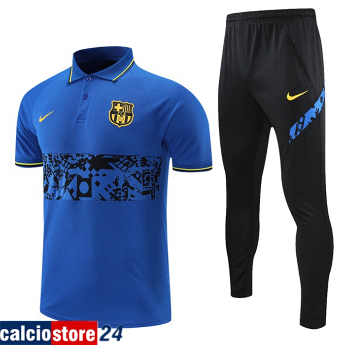 La Nuova Kit Maglia Polo FC Barcellona + Pantaloni Nero/Blu 2021/2022 -01