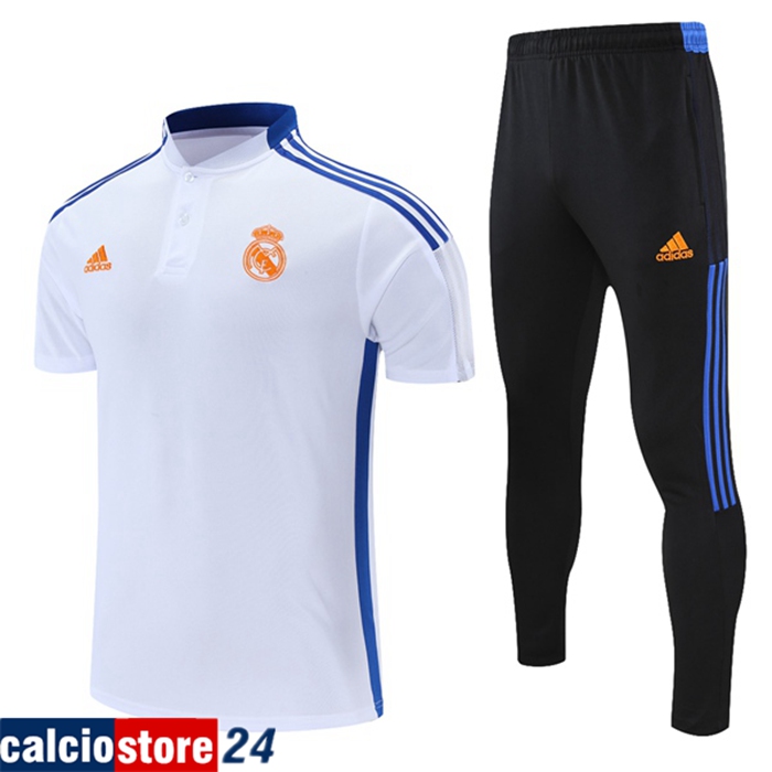 Nuove Kit Maglia Polo Real Madrid + Pantaloni Bianca/Blu 2021/2022