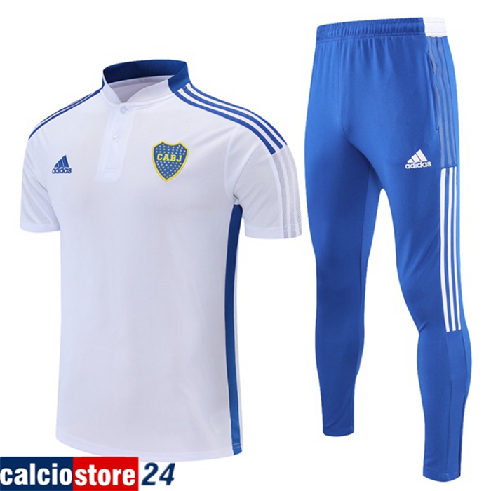 Nuove Kit Maglia Polo Boca Juniors + Pantaloni Bianca/Blu 2021/2022