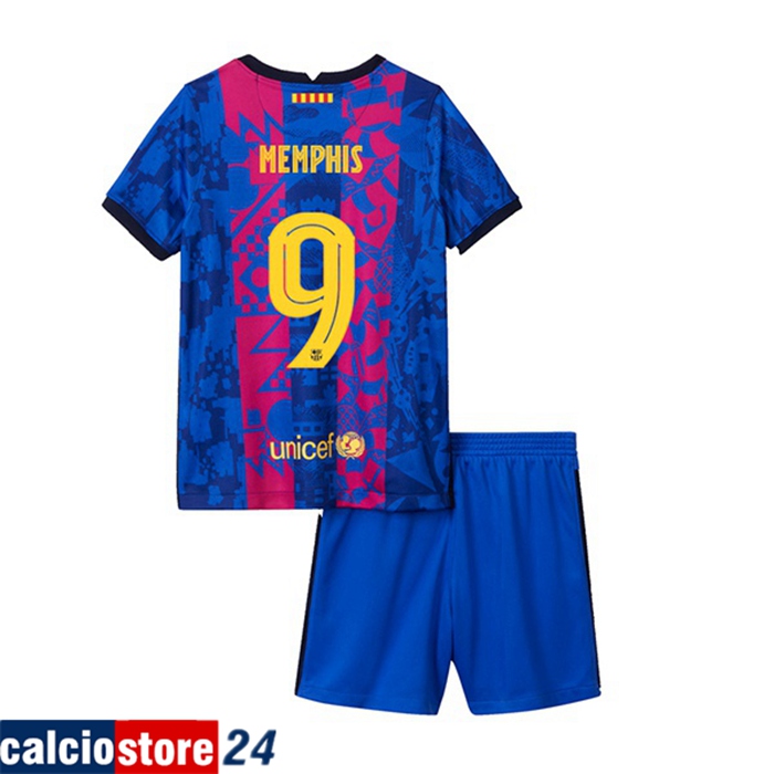 Nuova Maglia FC Barcellona (Memphis 9) Bambino Terza 2021/2022