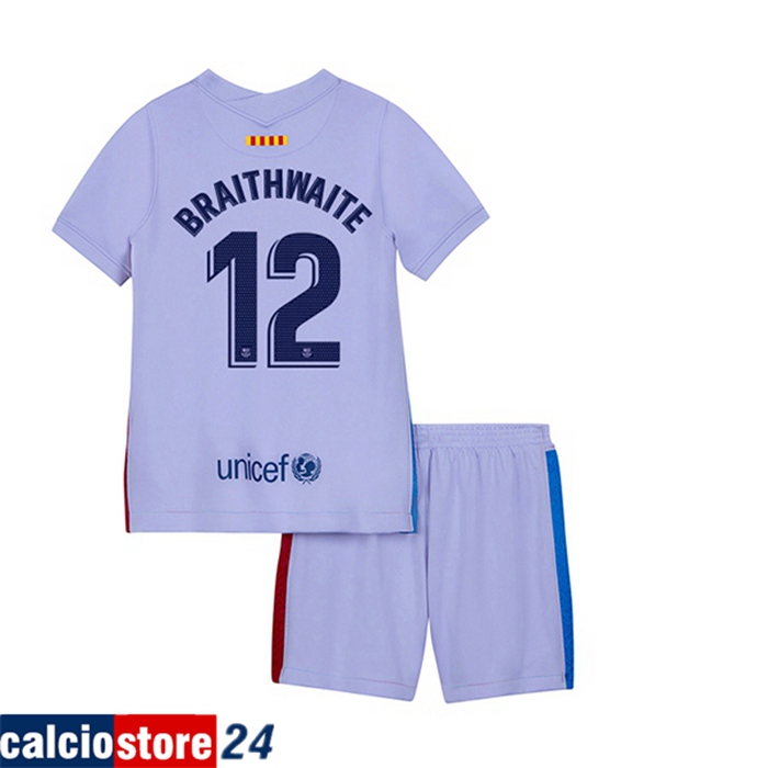 Nuove Maglia FC Barcellona (Martin Brathwaite 12) Bambino Seconda 2021/2022