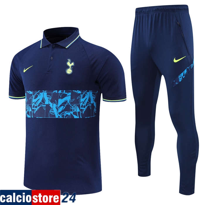 Nuova Kit Maglia Polo Tottenham Hotspur + Pantaloni Blu Navy/Blu 2021/2022
