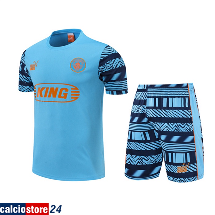 T Shirt Allenamento Manchester City + Pantaloncini Blu 2022/2023