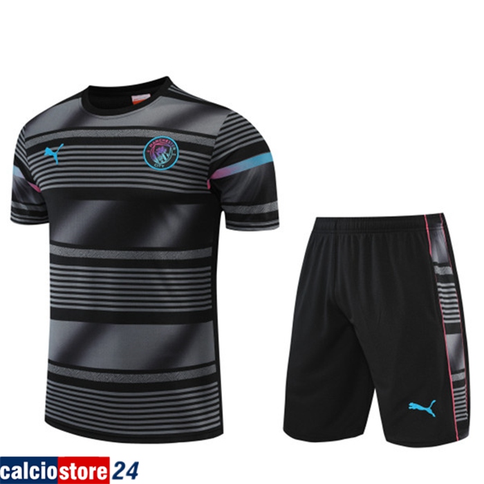T Shirt Allenamento Manchester City + Pantaloncini Nero 2022/2023
