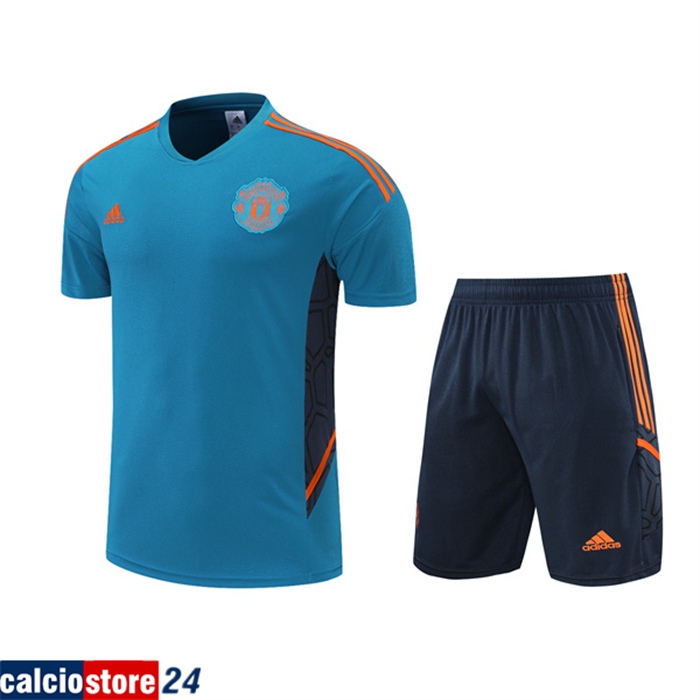 T Shirt Allenamento Manchester United + Pantaloncini Blu 2022/2023