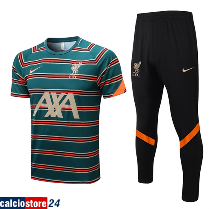 T Shirt Allenamento FC Liverpool + Pantaloni Verde/Rosso 2022/2023