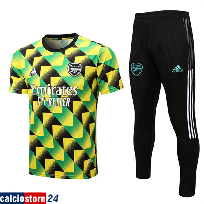 T Shirt Allenamento Arsenal + Pantaloni Verde/Giallo 2022/2023