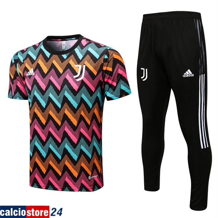 T Shirt Allenamento Juventus + Pantaloni Azzurro/Arancia/Rosa 2022/2023