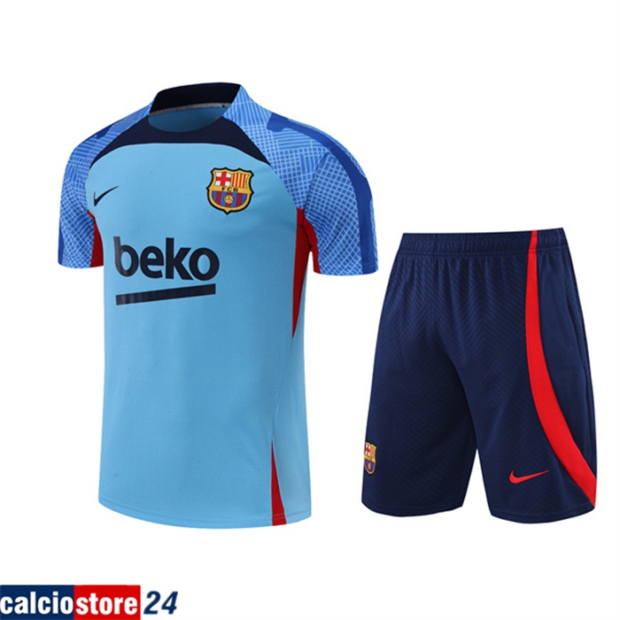 T Shirt Allenamento FC Barcellona + Pantaloncini Blu 2022/2023