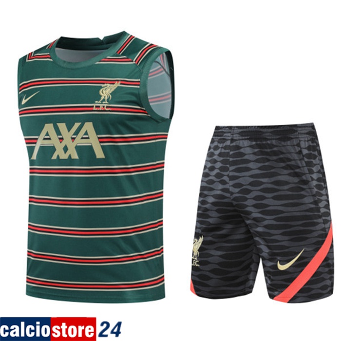 Kit Canotta Allenamento + Pantaloncini FC Liverpool Verde/Rosso 2022/2023